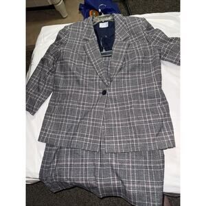 Vintage Pendleton Womens Wool Blazer Jacket And Skirt Suit Size 20 Houndstooth